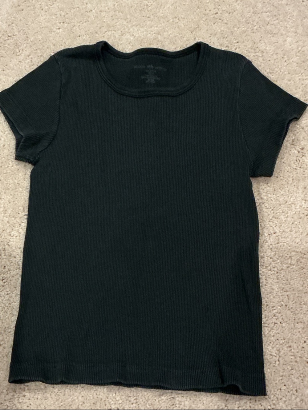 Brandy Melville Black Ribbed Short Sleeve Tee